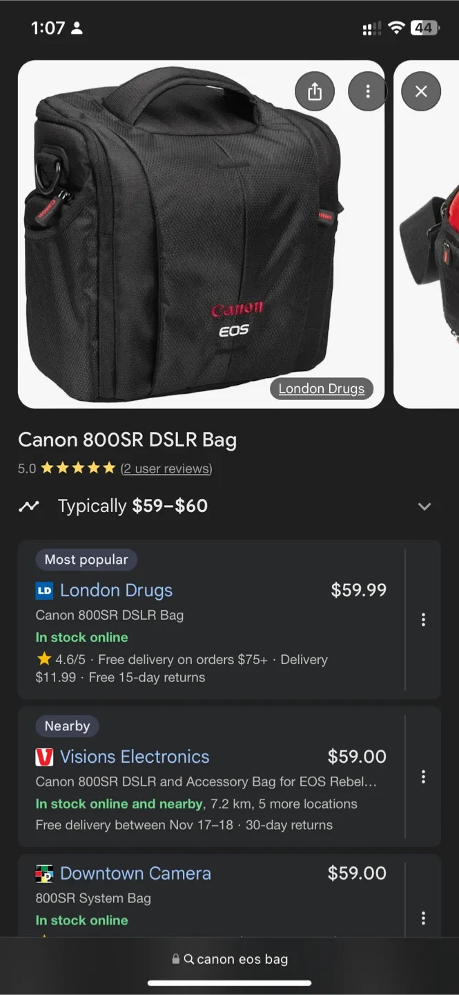 Canon EOS 800SR DSLR Camera Bag - Black