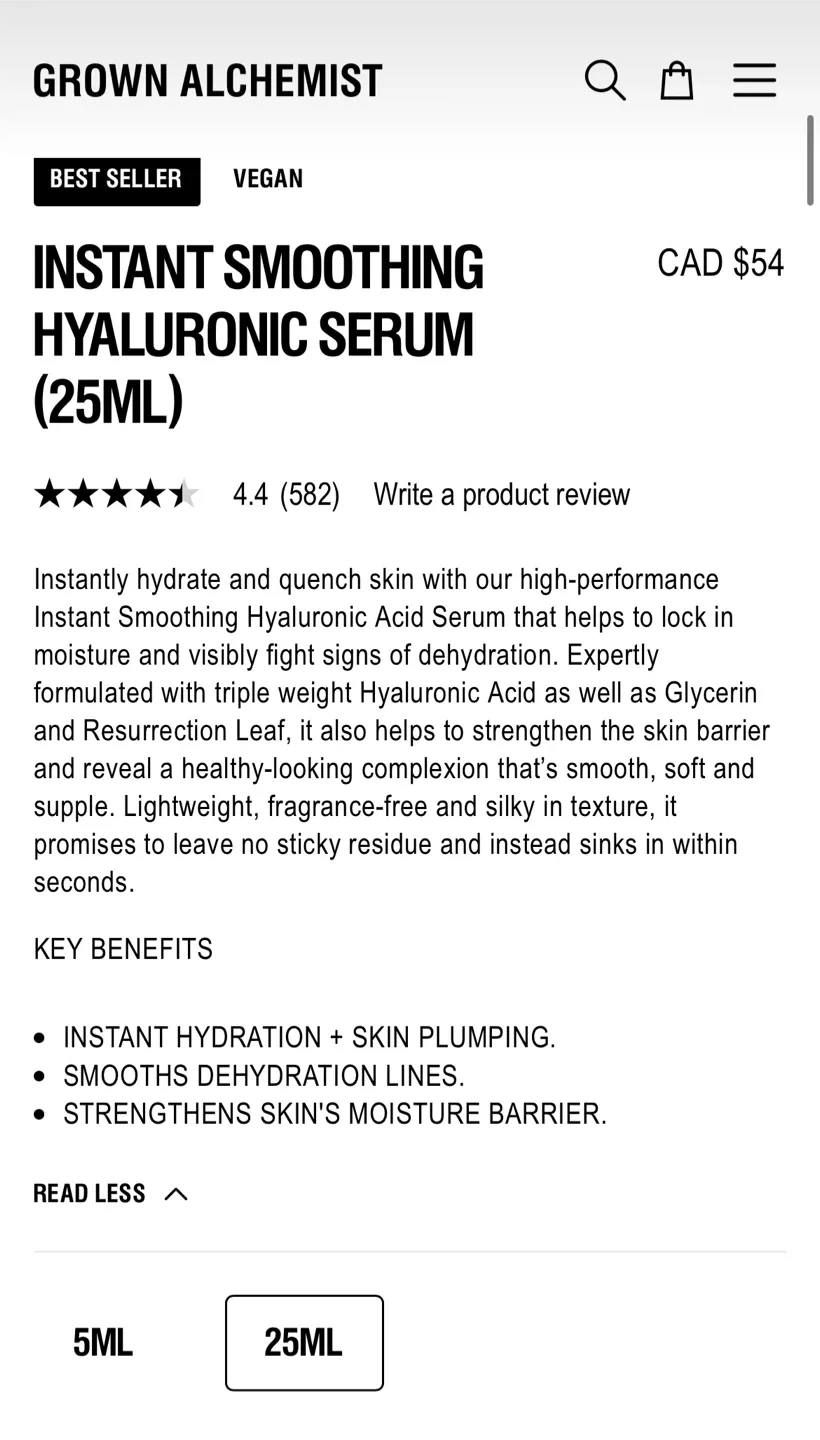 Grown Alchemist Instant Smoothing Hyaluronic Serum (25ml) image indicator(4)