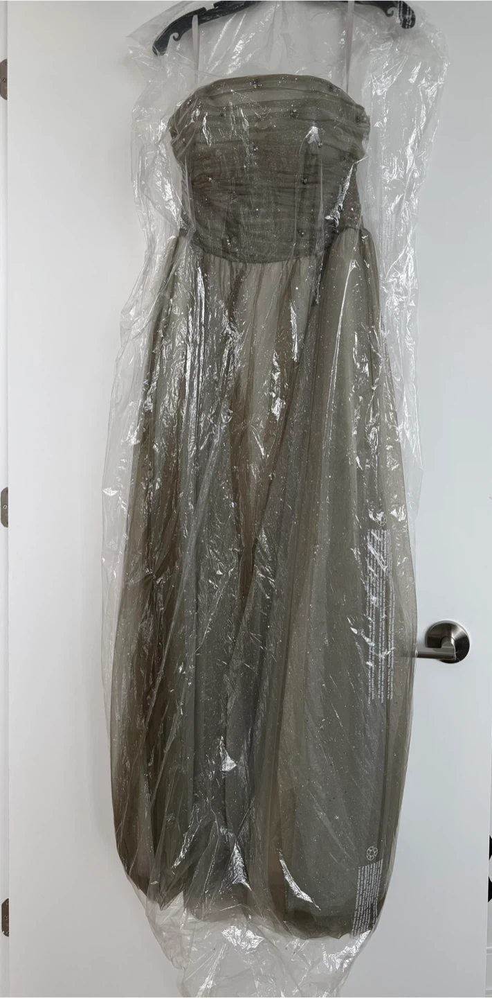 Elegant Grey Tulle Evening Dress