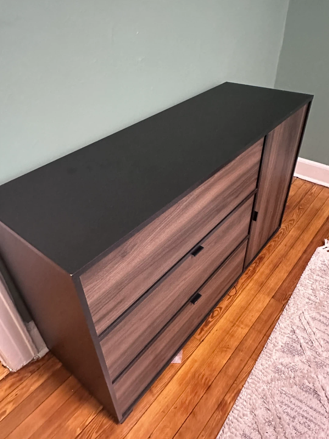 Black & Wood Dresser with Drawers & Cabinet - photo 4