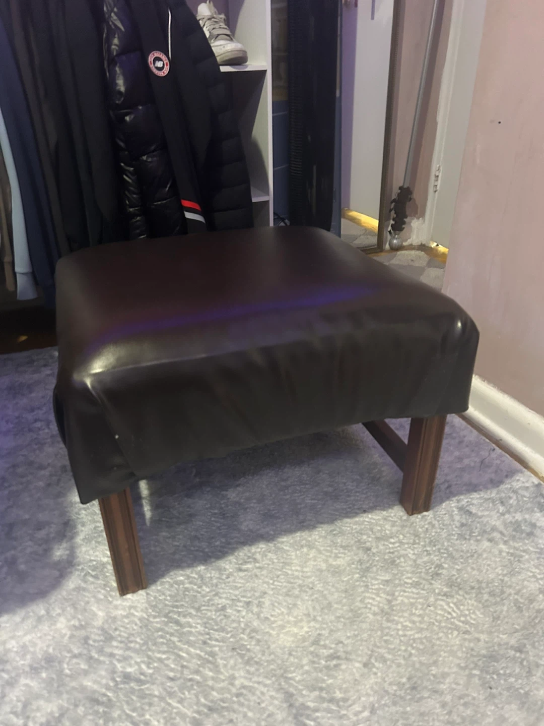 Brown Leather Ottoman Footstool - photo 2