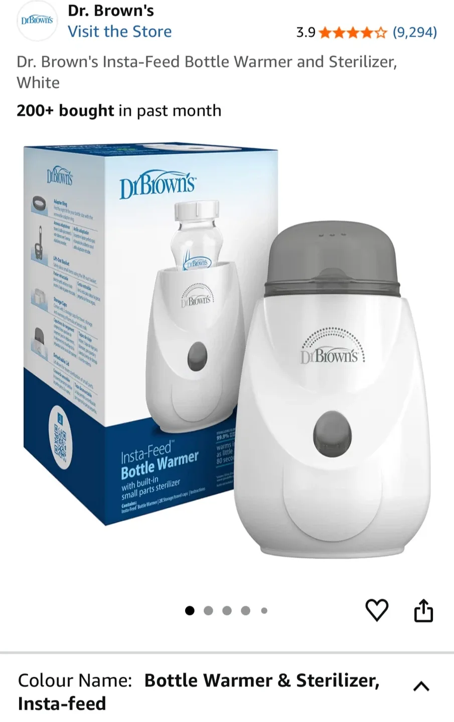 Dr. Brown's Insta-Feed Bottle Warmer and Sterilizer, White