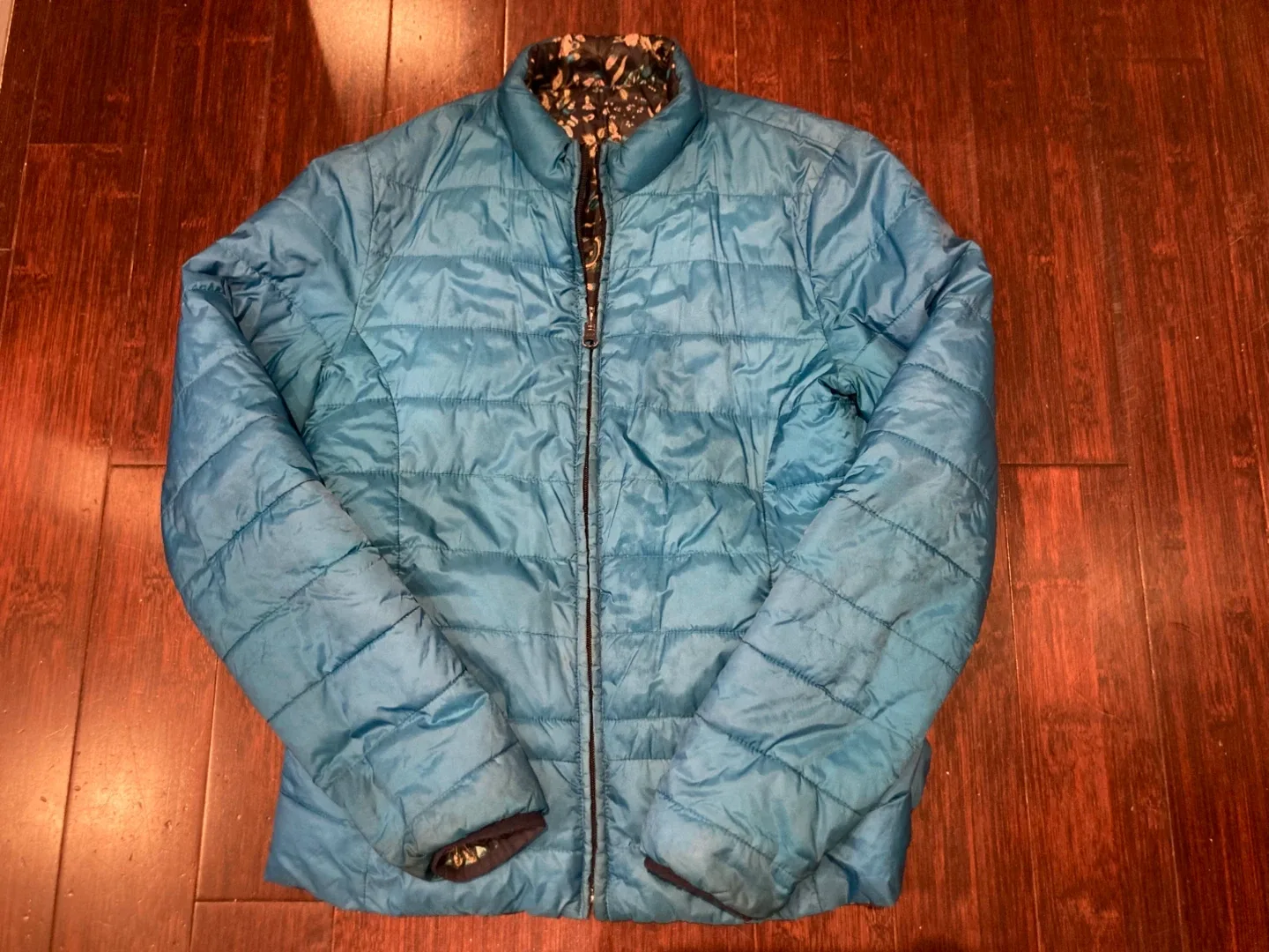 Blue Puffer Jacket reversible size S/M 🥕 thumbnail