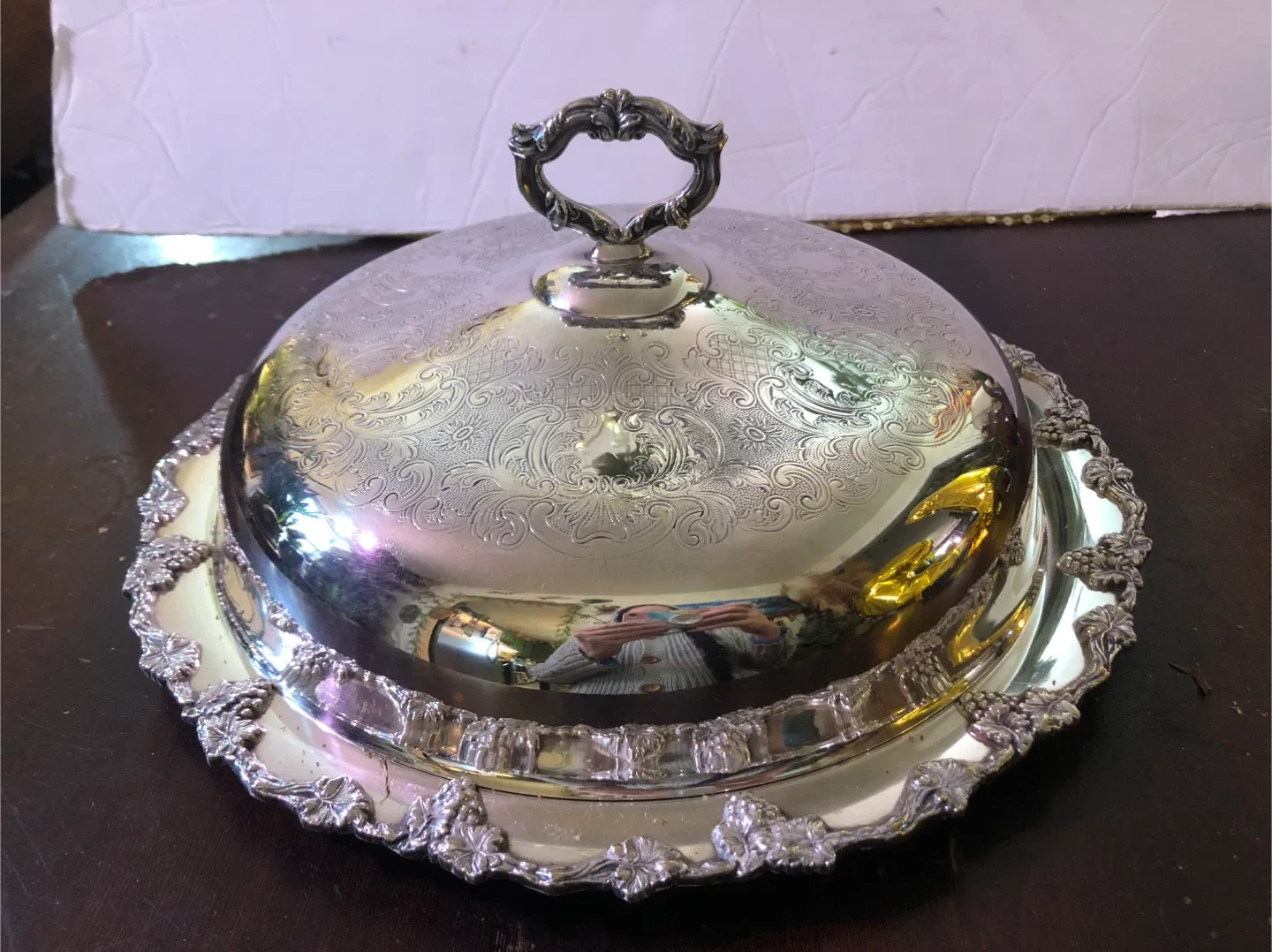 Vintage Silver Serving Platter with Cover. Like New