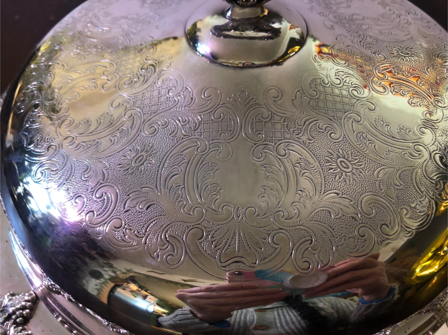 Vintage Silver Serving Platter with Cover. Like New - photo 2