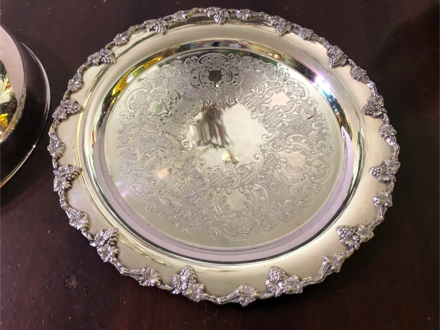 Vintage Silver Serving Platter with Cover. Like New - photo 4