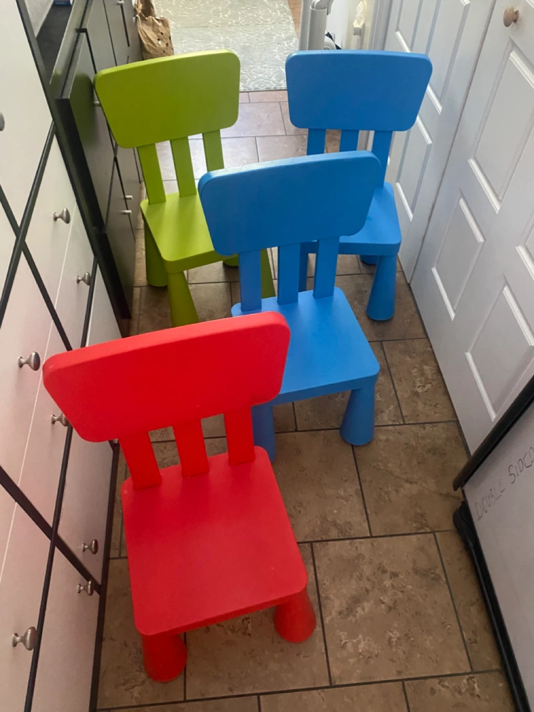 IKEA Children's Chairs - Green, Blue, Red
