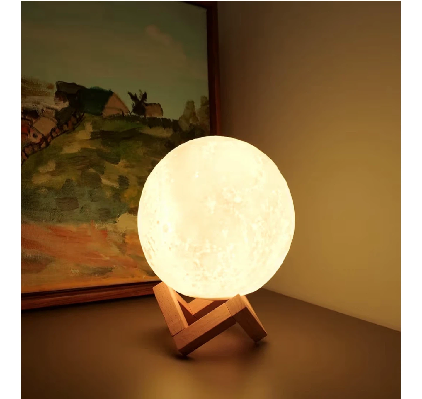 Moon Lamp with Wooden Stand