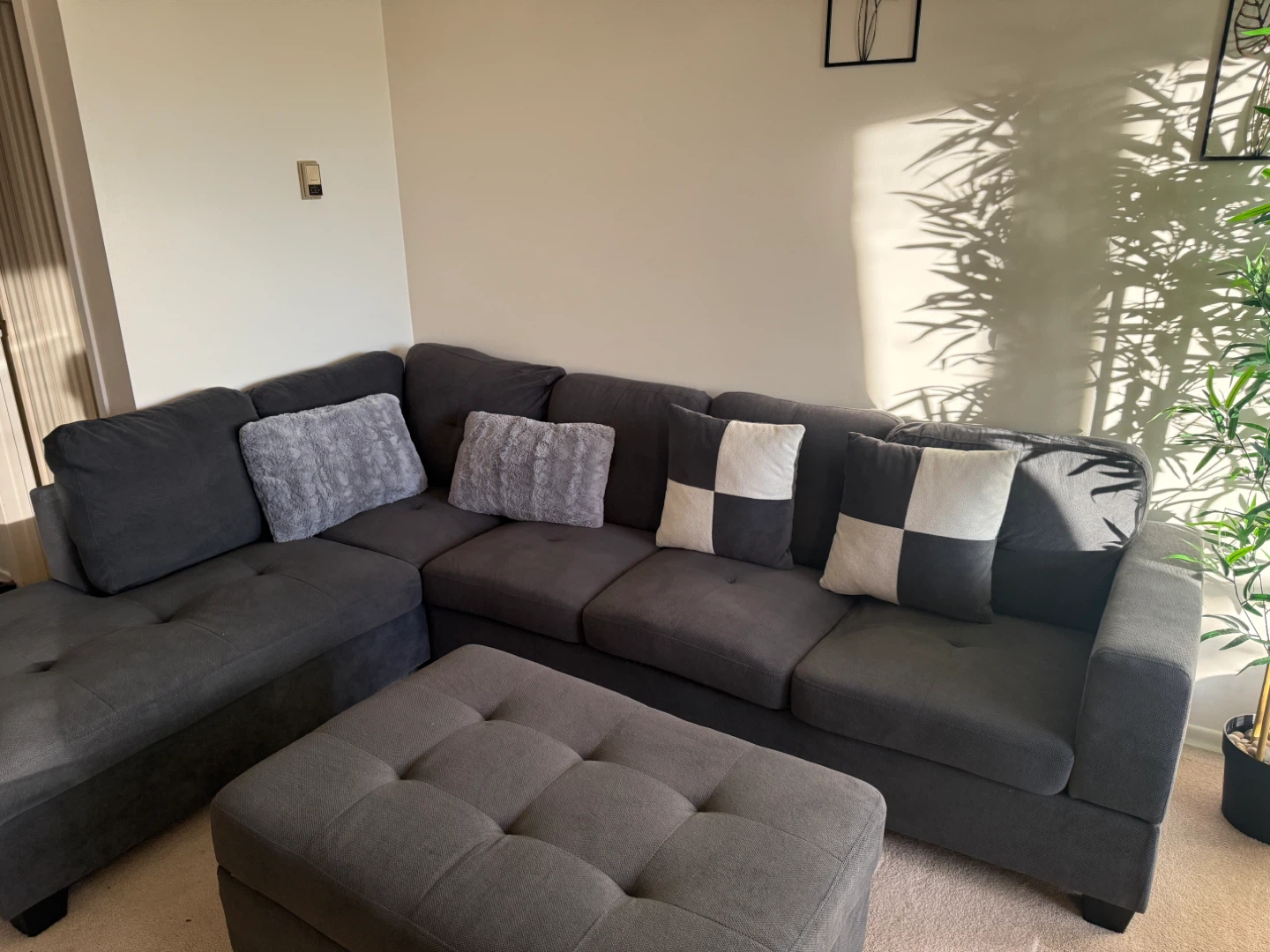 Grey Sectional Sofa with Ottoman - photo 3