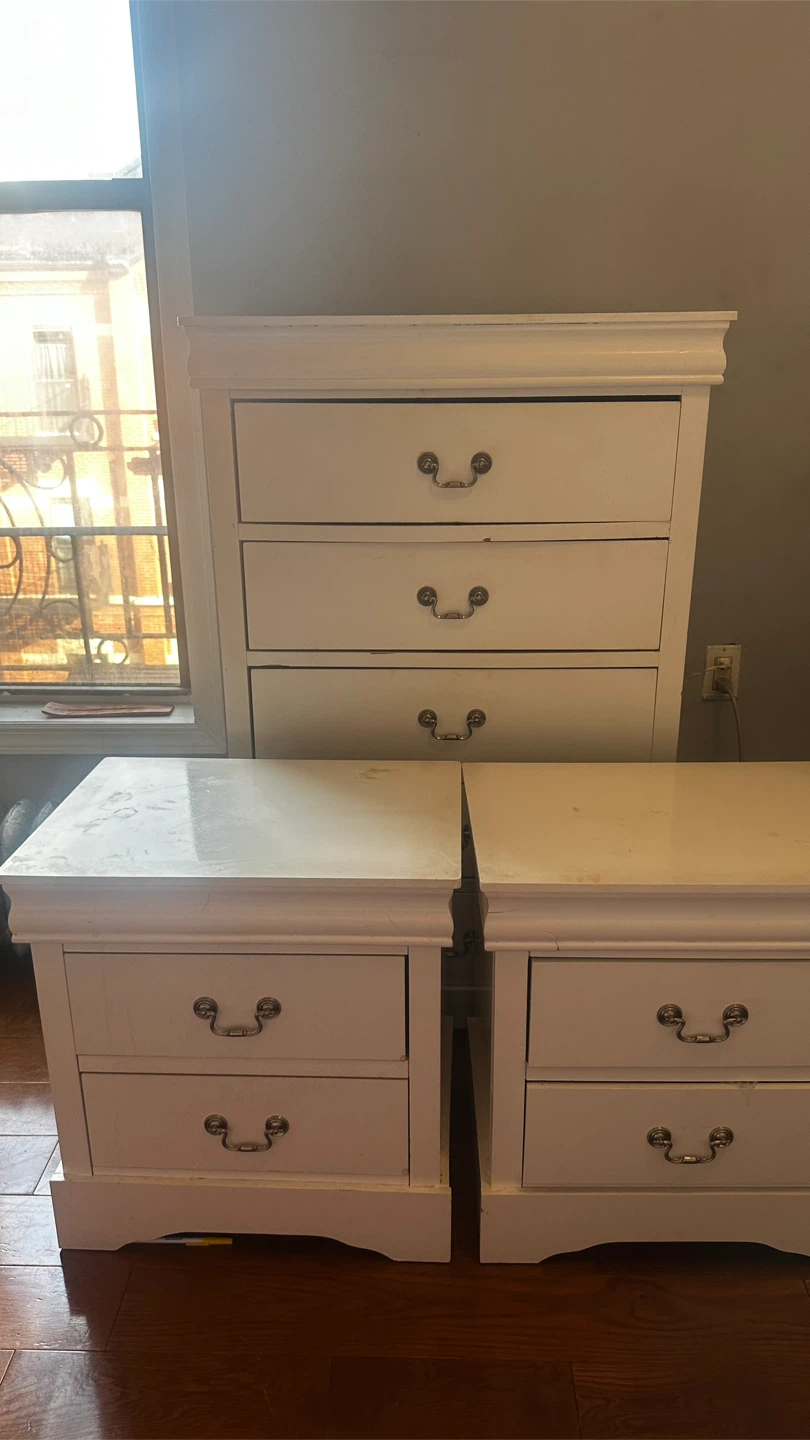 White Nightstand with Drawers