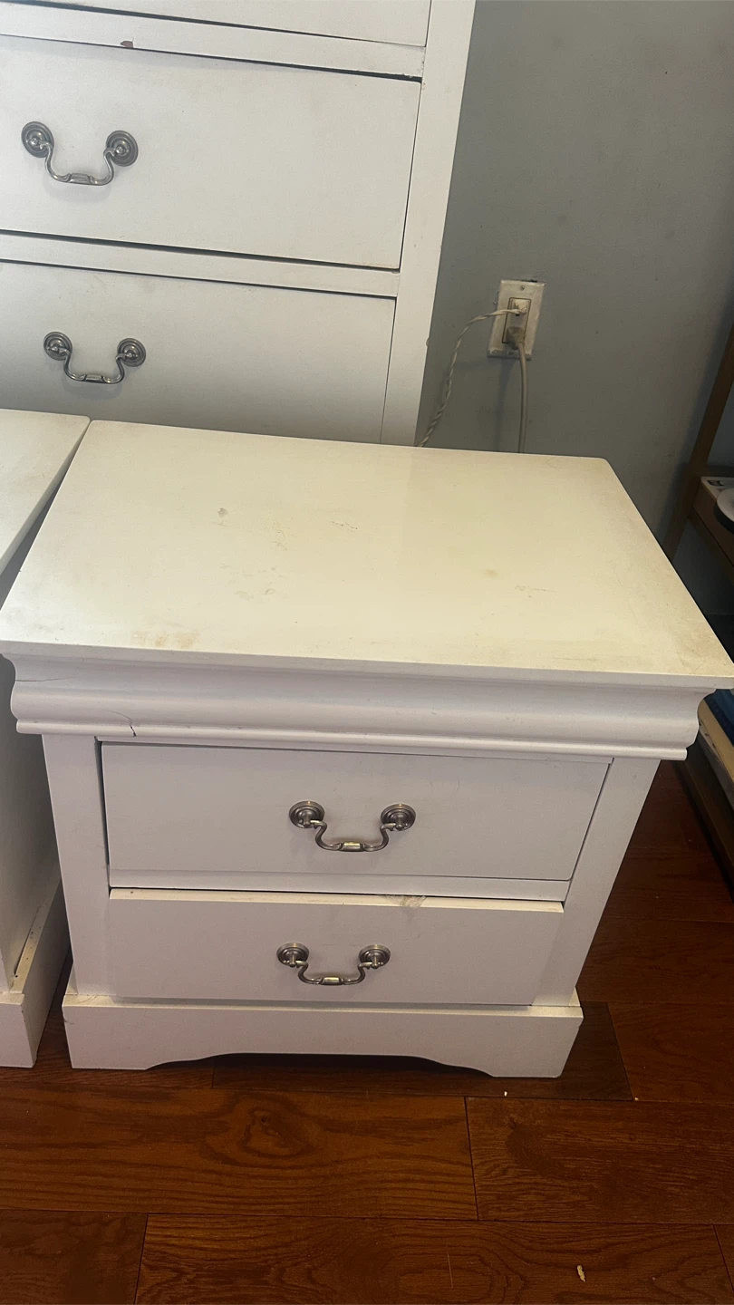White Nightstand with Drawers - photo 2