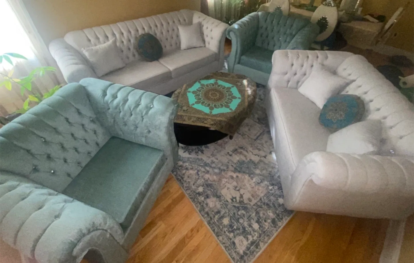 Chesterfield Style Sofa & Armchair Set