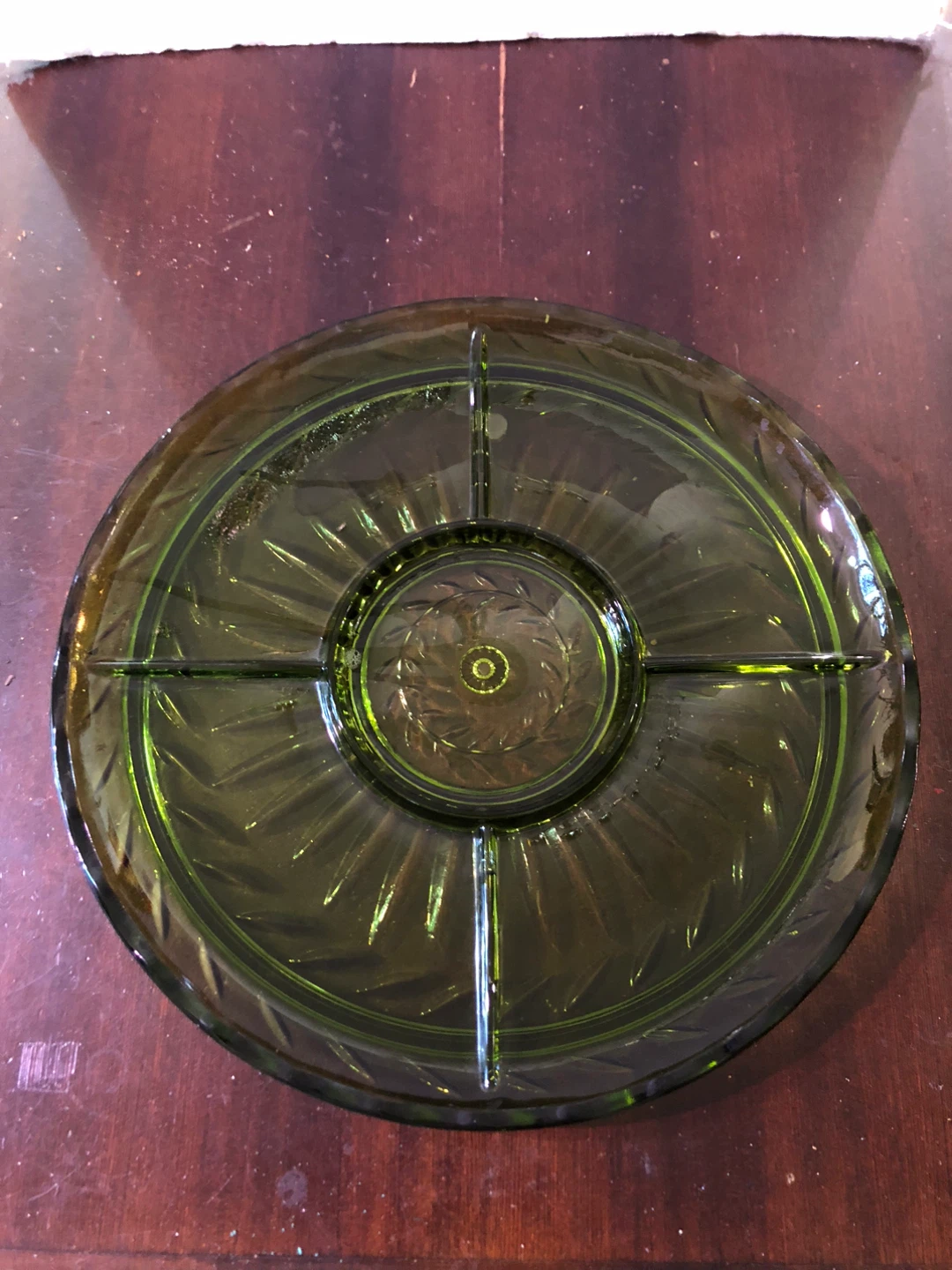 Vintage Large Green Glass Platter.