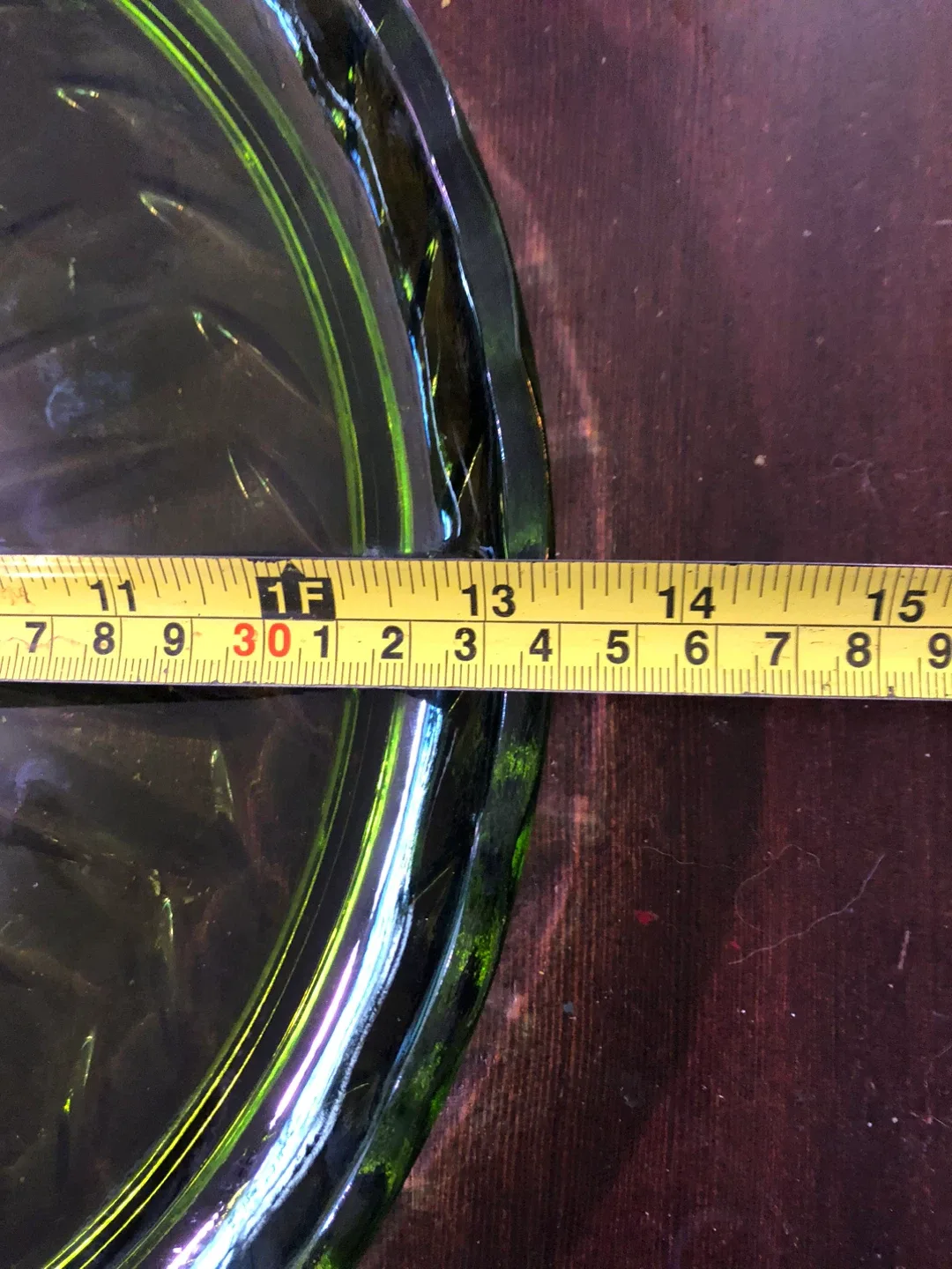 Vintage Large Green Glass Platter. image indicator(2)