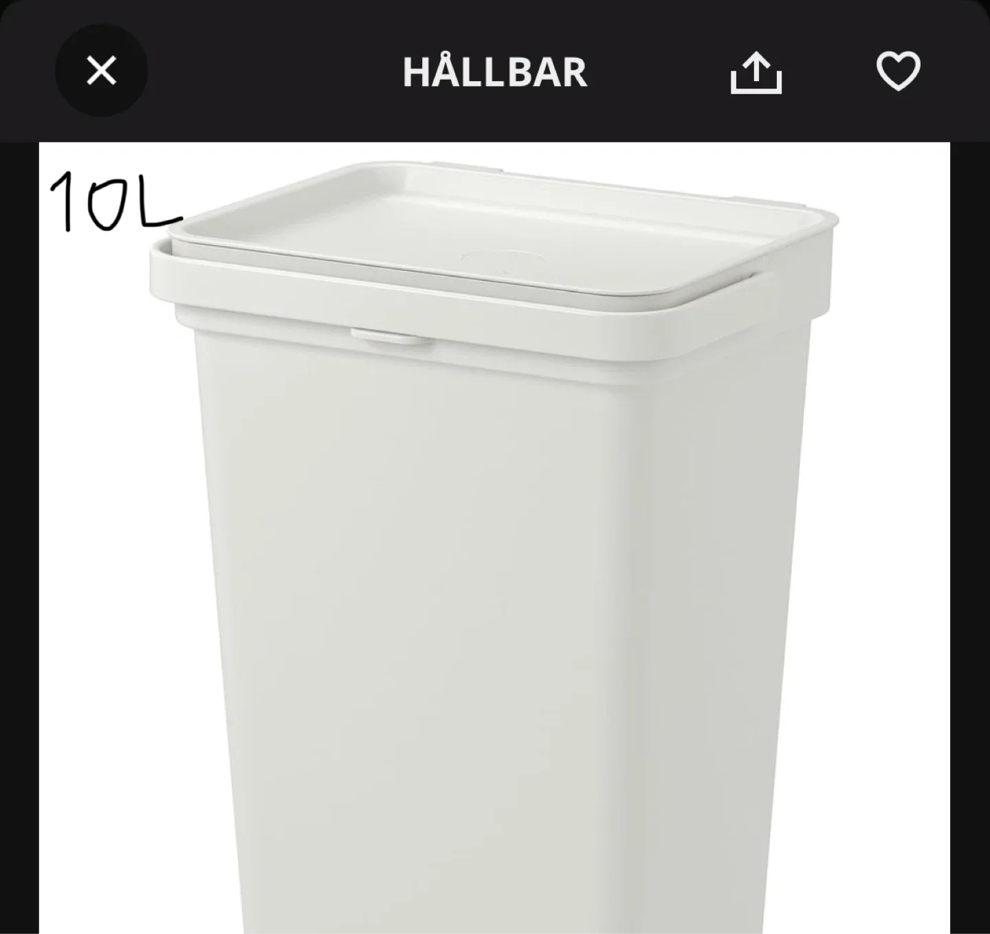 IKEA Hållbar 10L White Recycling Bin image indicator(2)