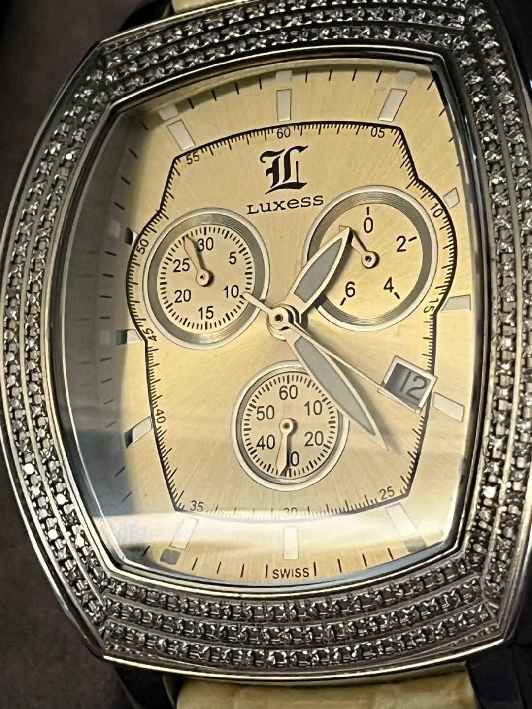 Luxess Diamond Accented alligator Strap Watch image indicator(5)