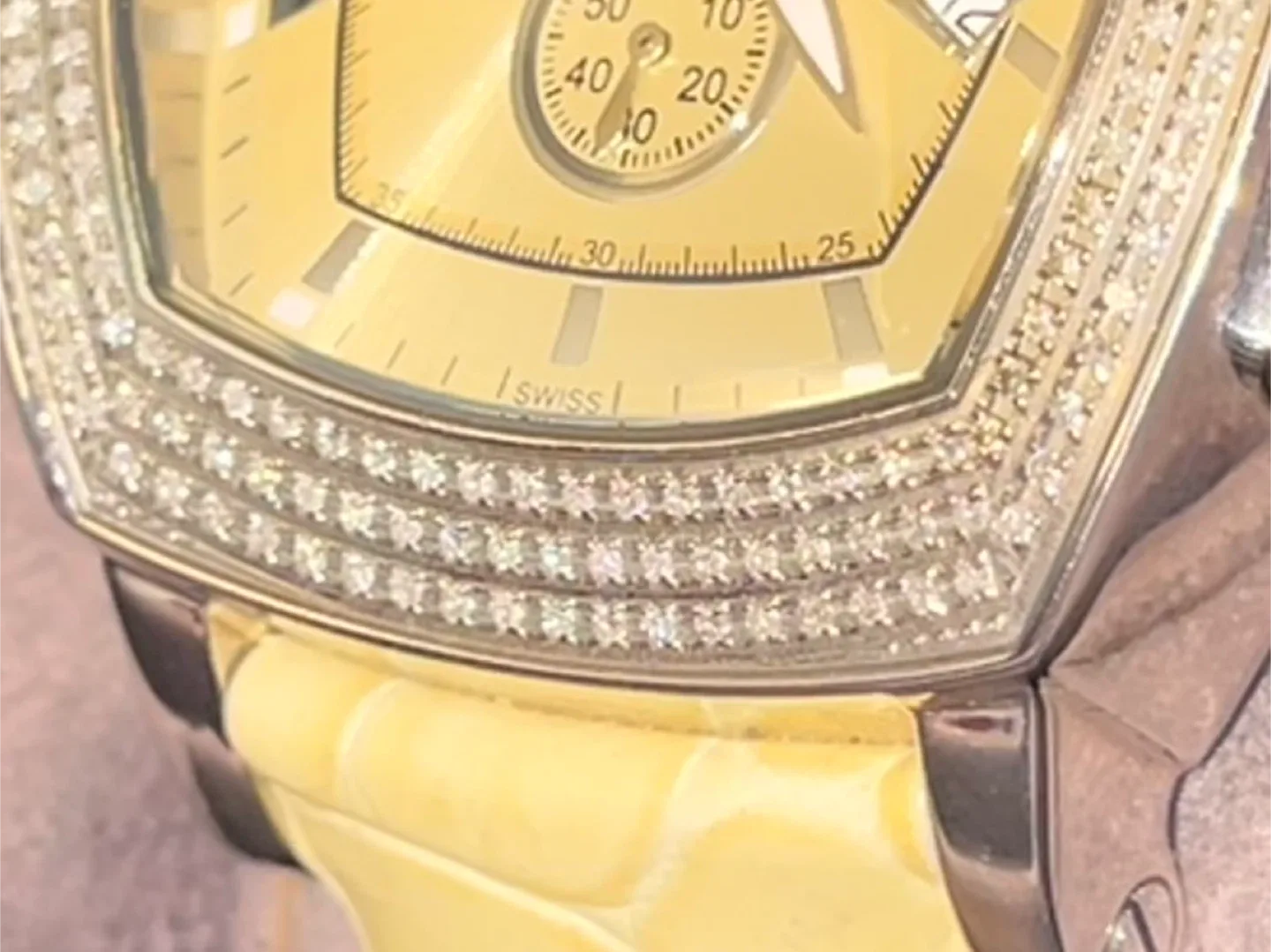 Luxess Diamond Accented alligator Strap Watch image indicator(6)