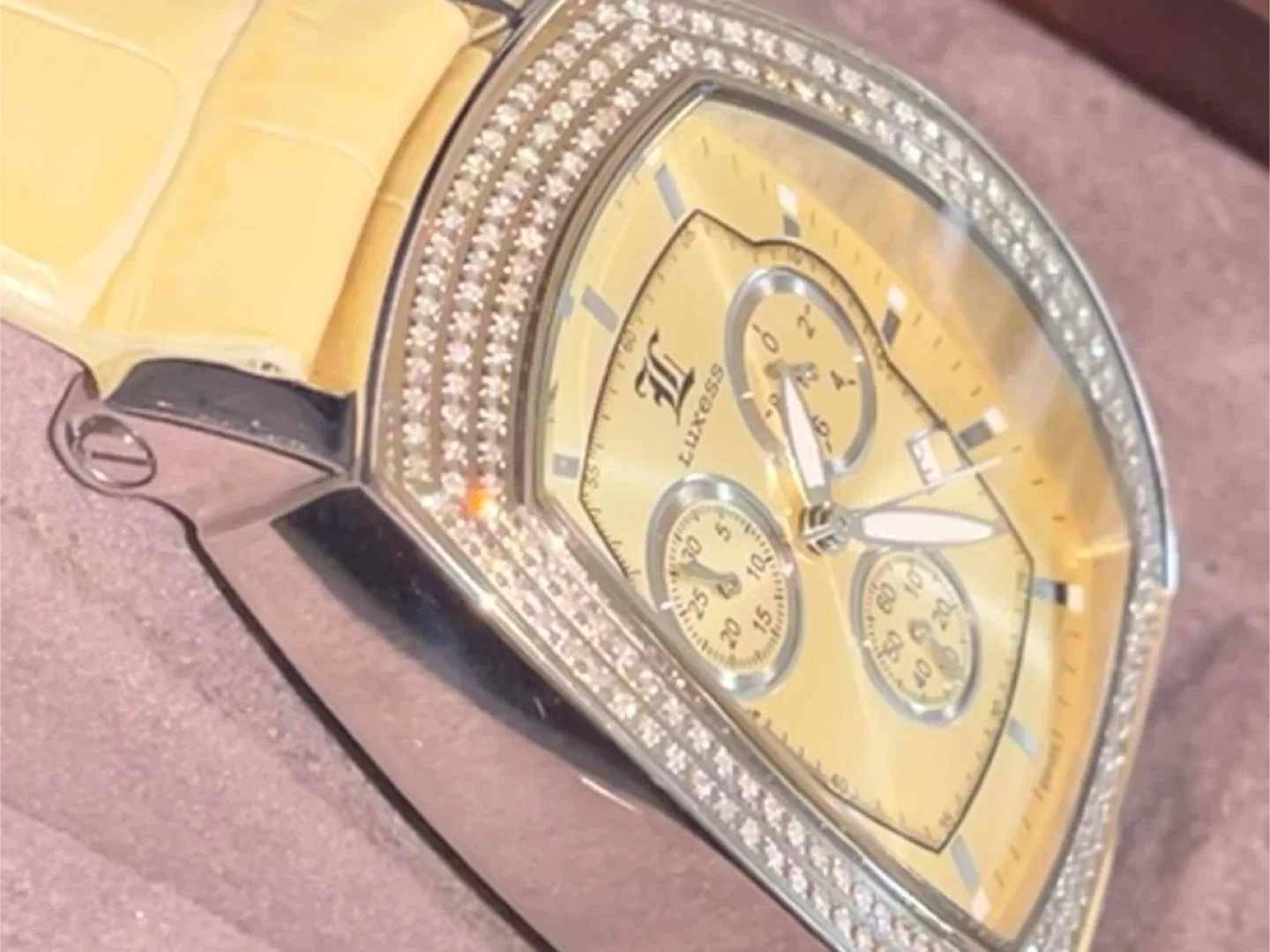 Luxess Diamond Accented alligator Strap Watch image indicator(7)