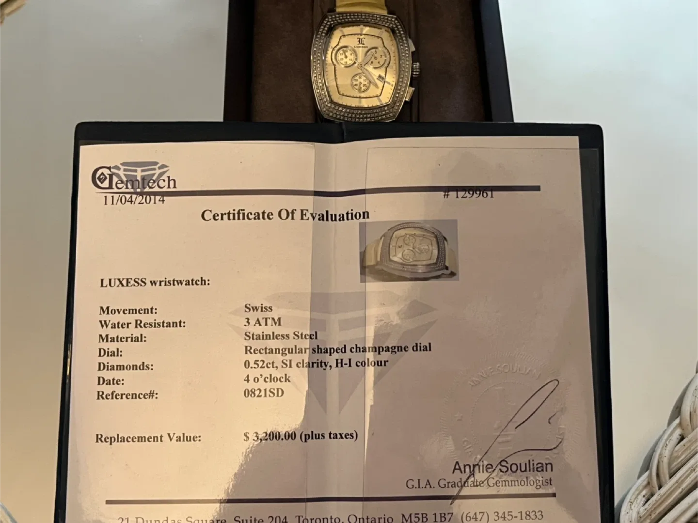 Luxess Diamond Accented alligator Strap Watch image indicator(9)