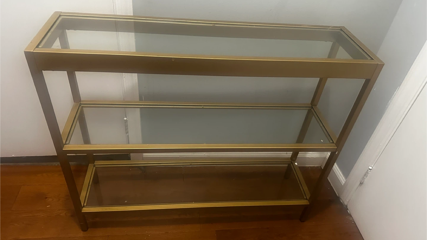 Gold Metal and Glass Console Table