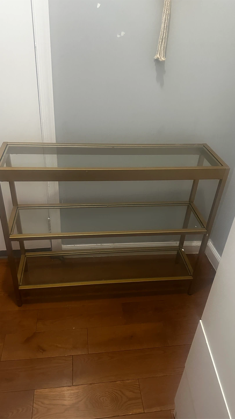Gold Metal and Glass Console Table - photo 2