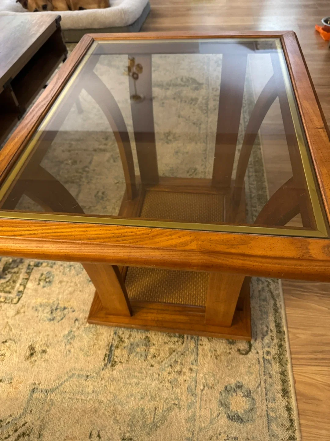 Glass Top Wooden End Tables