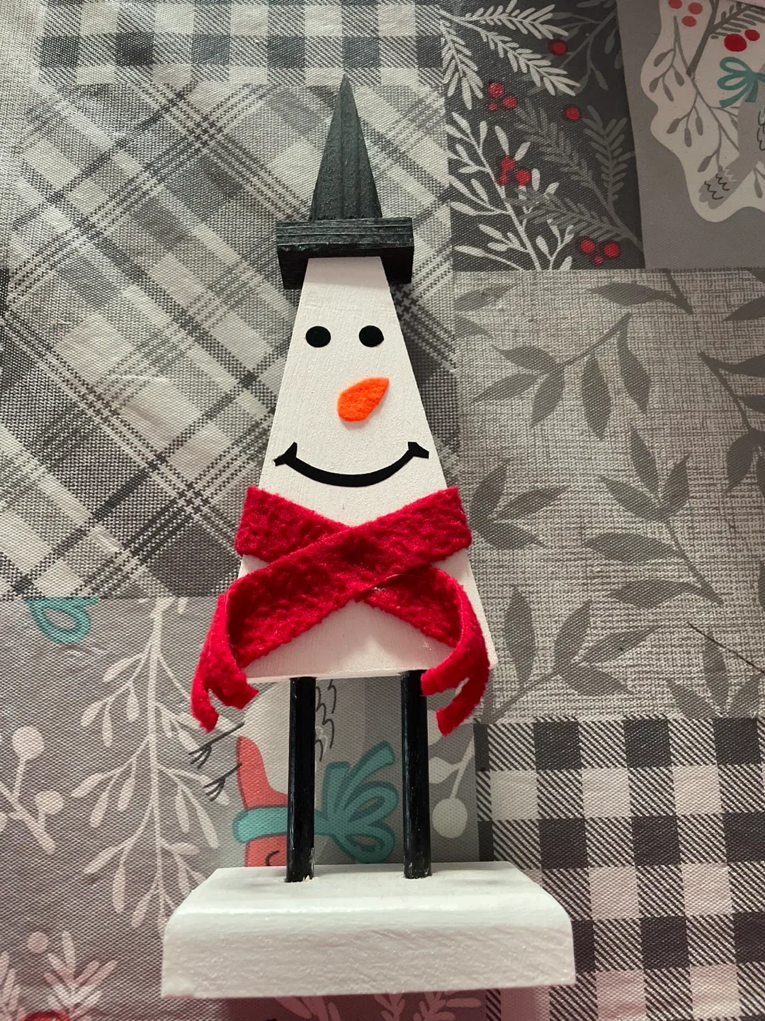 Handmade Wooden Snowman Decoration