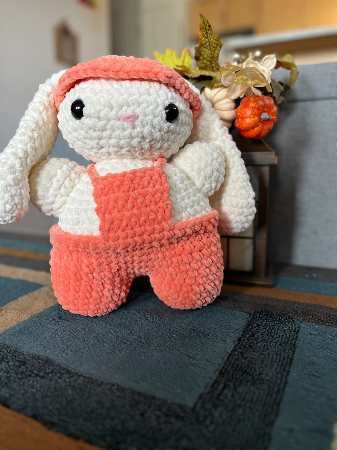 Handmade Crochet Bunny Plush - Coral Outfit