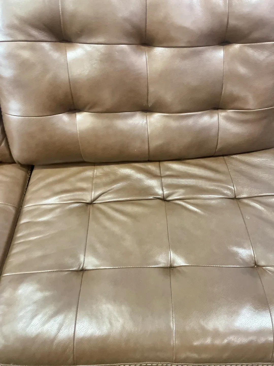 Brown Leather Tufted Sectional Sofa image indicator(2)