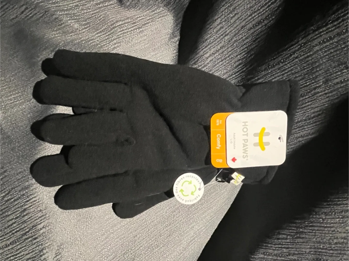 Hot Paws Adult L/G Black Gloves - New with Tags thumbnail