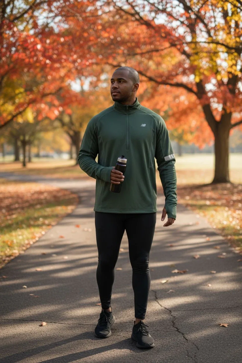 New Balance Quarter Zip Pullover - Olive Green, 2XL thumbnail