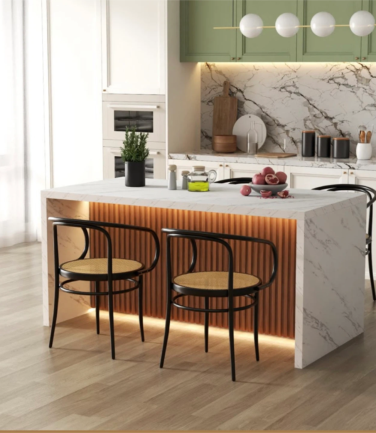 63" Rectangular Imitation Marble Dining Table For 4-6 People