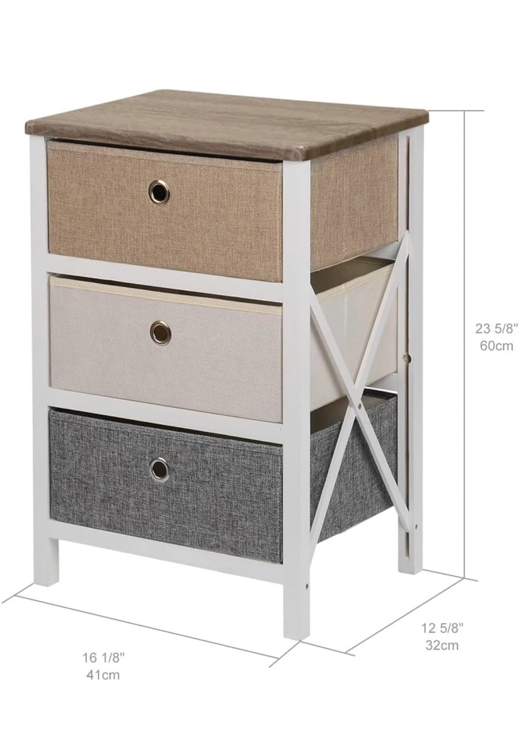3-Drawer Fabric Storage Nightstand - photo 4