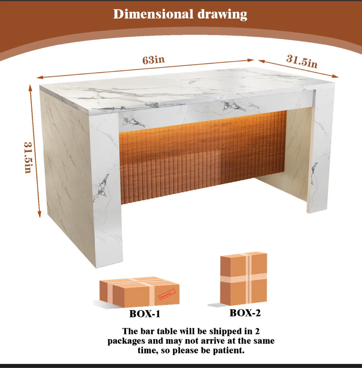 63" Rectangular Imitation Marble Dining Table For 4-6 People - photo 5