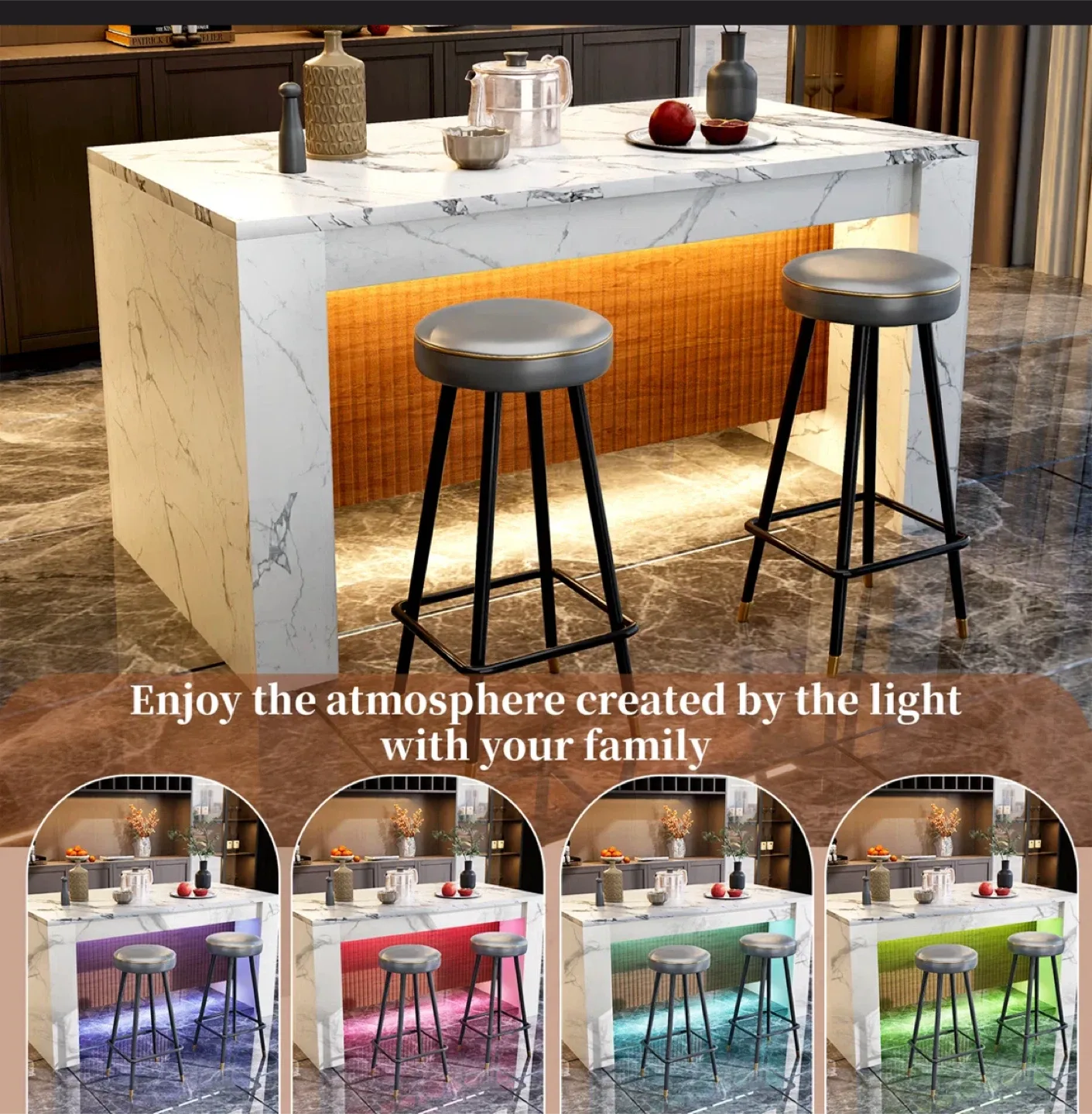 63" Rectangular Imitation Marble Dining Table For 4-6 People image indicator(4)