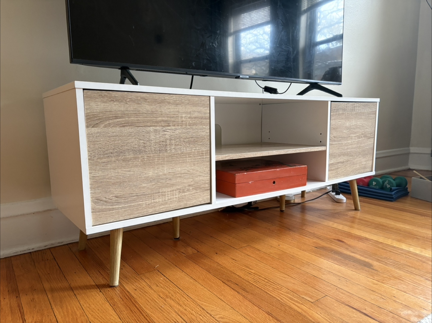 White & Wood TV Stand