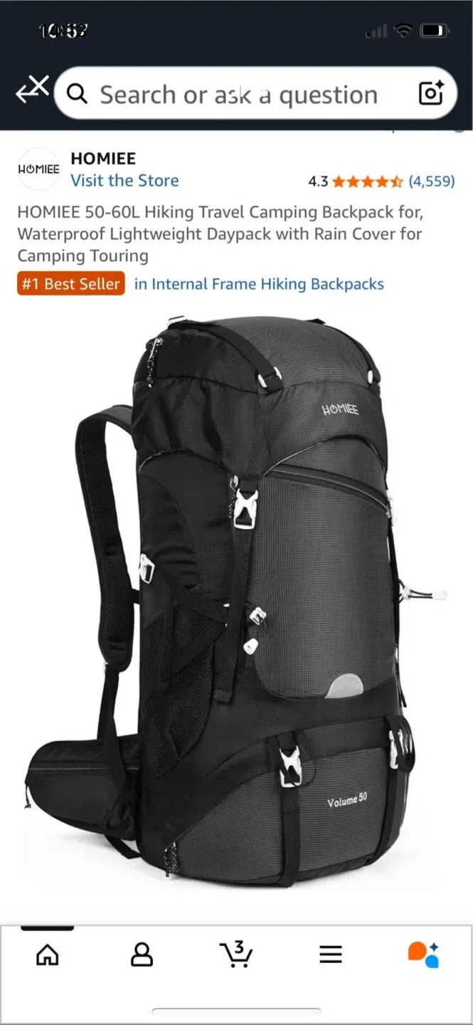 Brand new HOMIEE 50-60L Hiking Backpack thumbnail