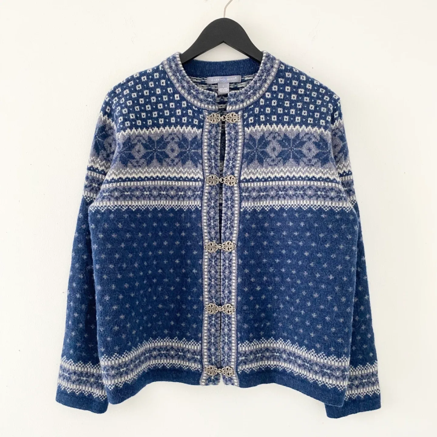 Carroll Reed 100% Wool Nordic Fair Isle Cardigan thumbnail