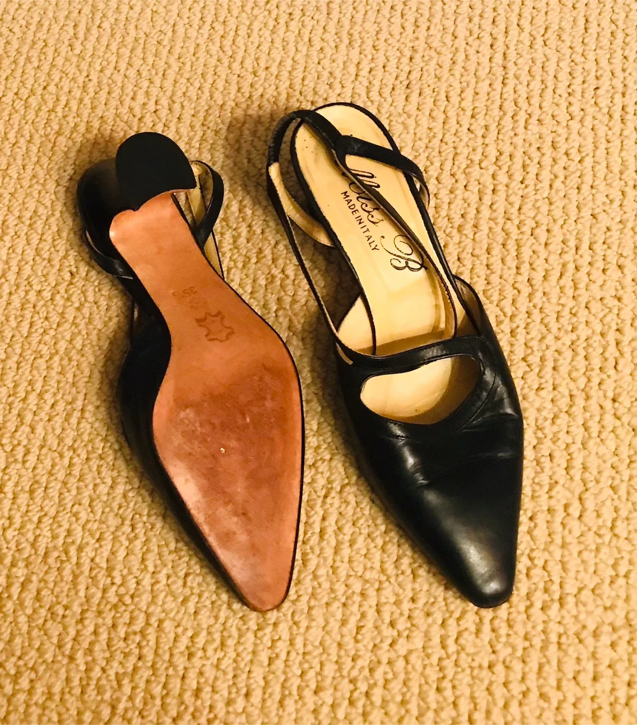 Miss B blue navy Slingback leather Heels - Size 35.5 image indicator(3)