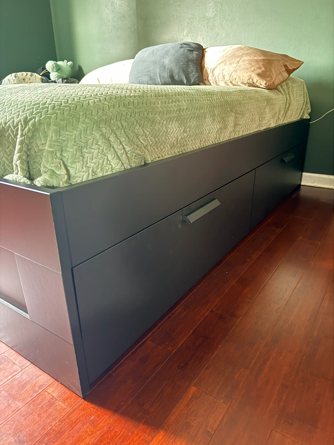 Dark Brown Bed Frame with Storage Drawers - photo 2