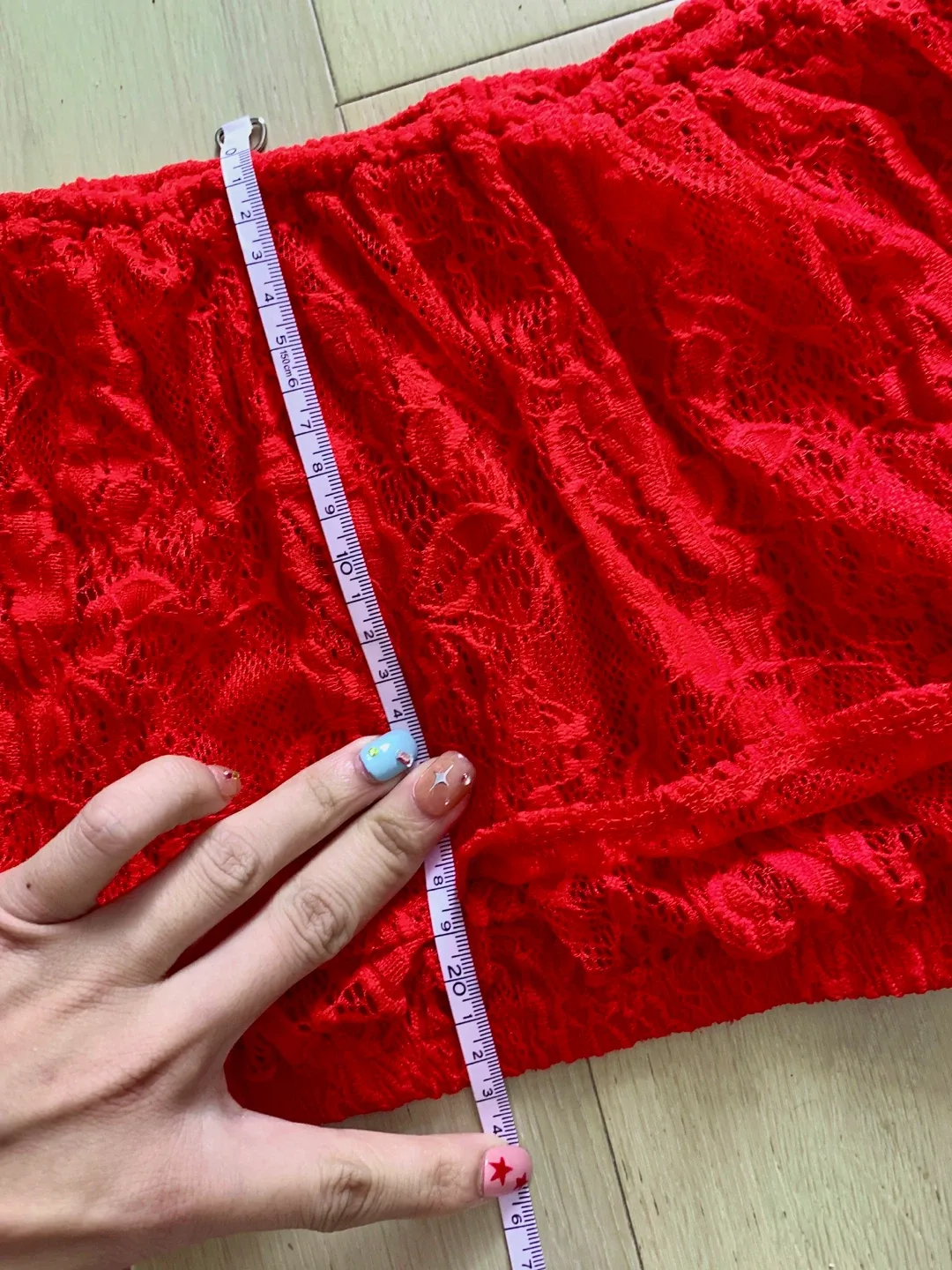 New Forever 21 Red Lace Off-Shoulder Top - Size S image indicator(4)