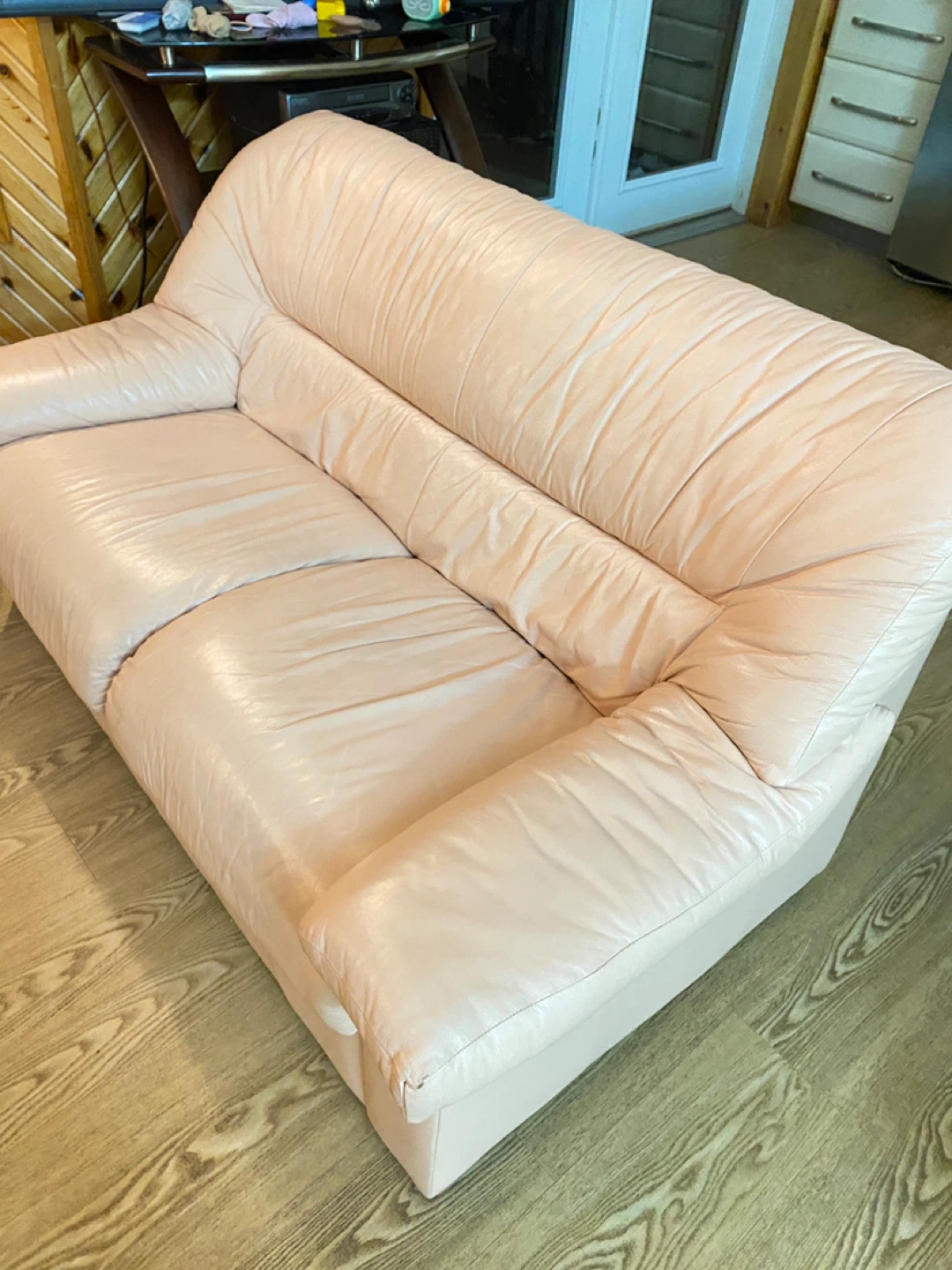 Italian Light Pink Genuine Leather Sofa Set (CAN DELIVER) - photo 3