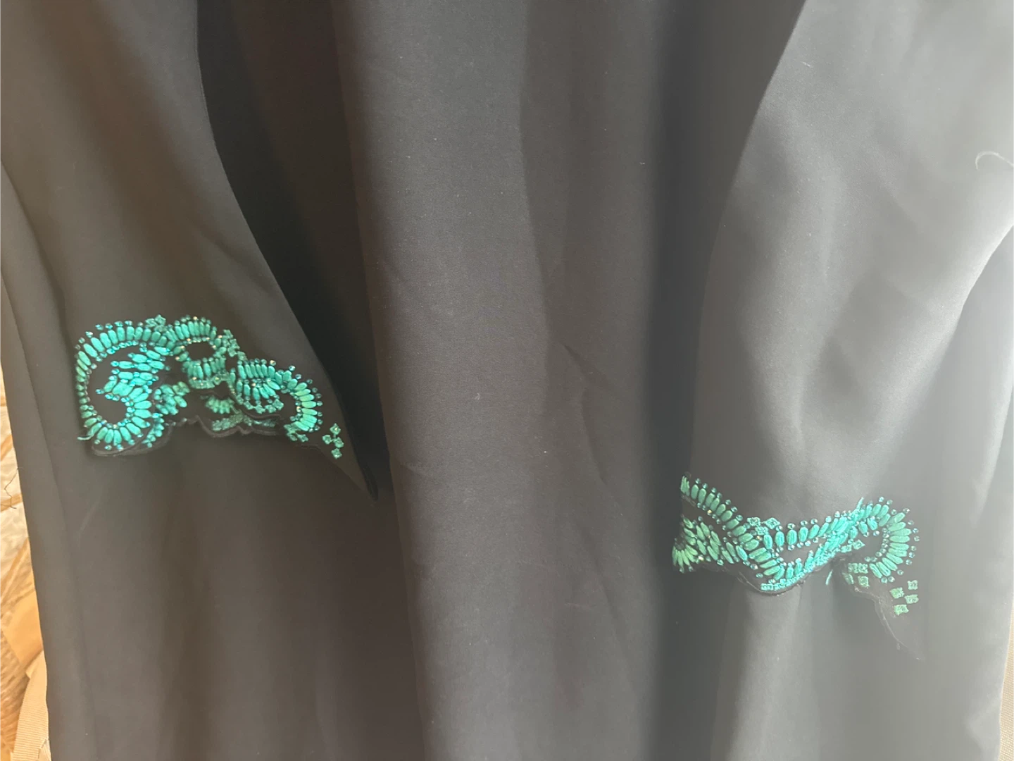 Black Abaya Dress with Turquoise Embroidery - photo 3