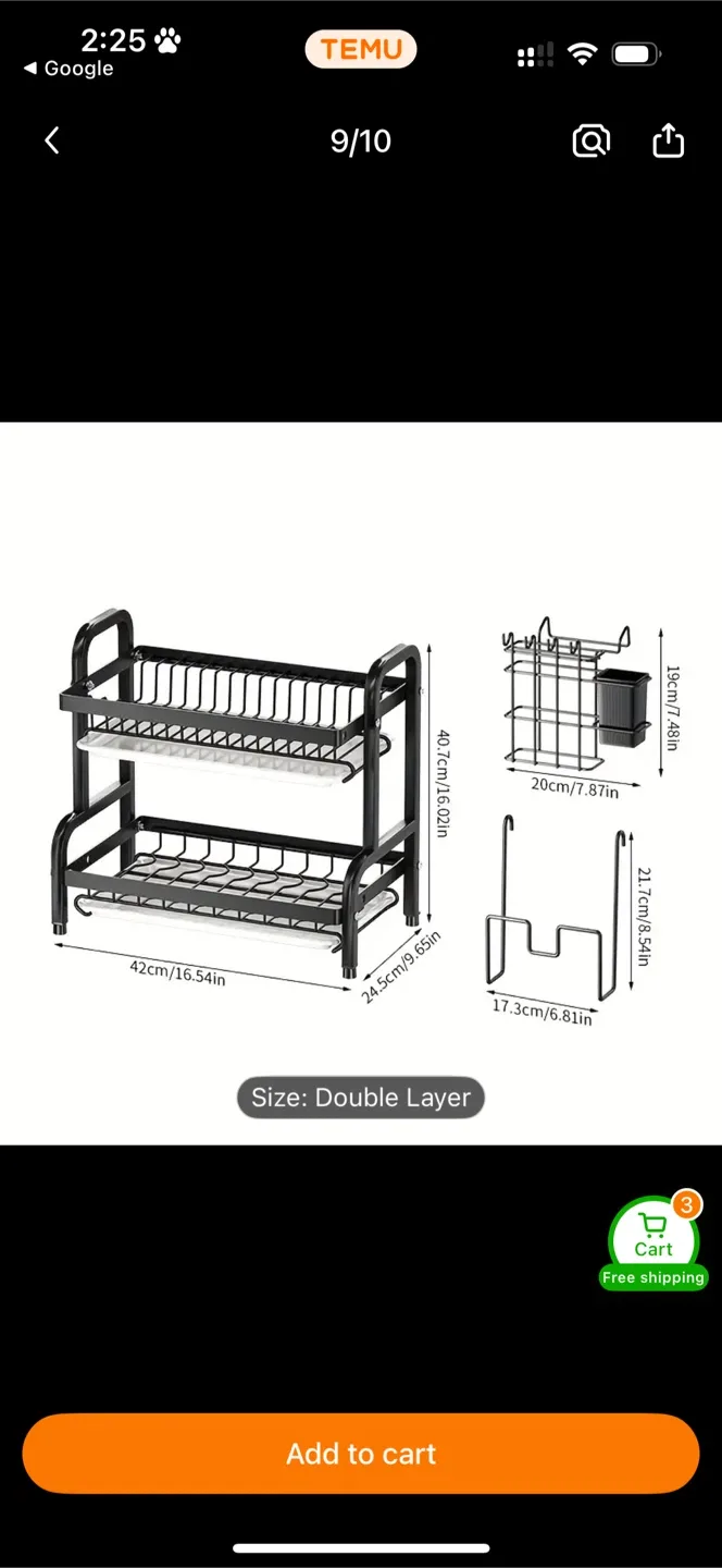 Black Double Layer Dish Rack image indicator(4)