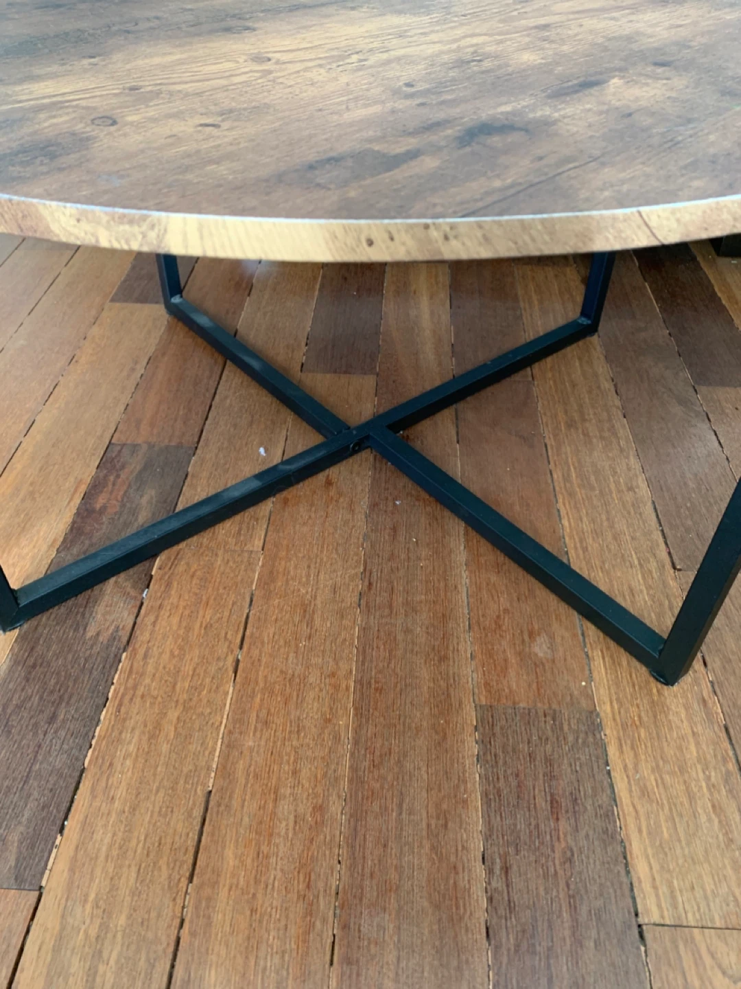 Round Coffee Table - Wood & Black Metal 🥕 - photo 2