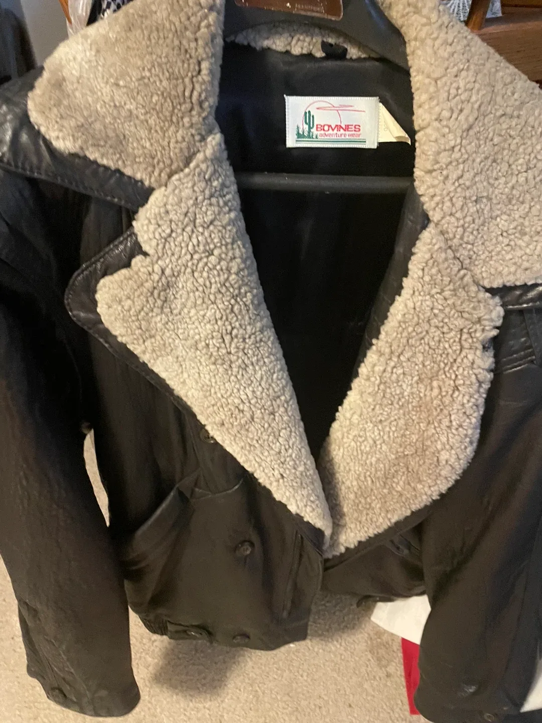 Bovines Leather Jacket with Shearling Collar image indicator(2)