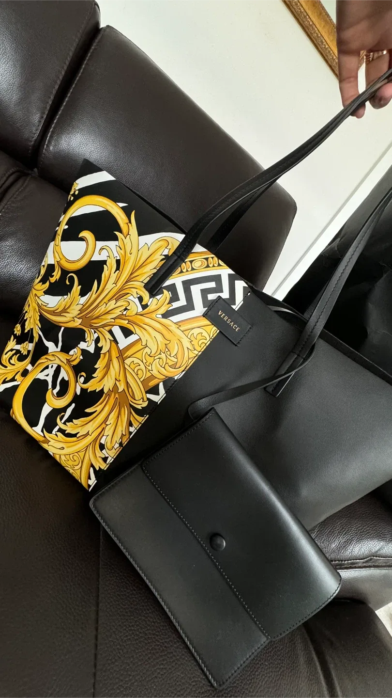 VERSACE Barocco Print Shopper Bag Black/Gold. image indicator(5)
