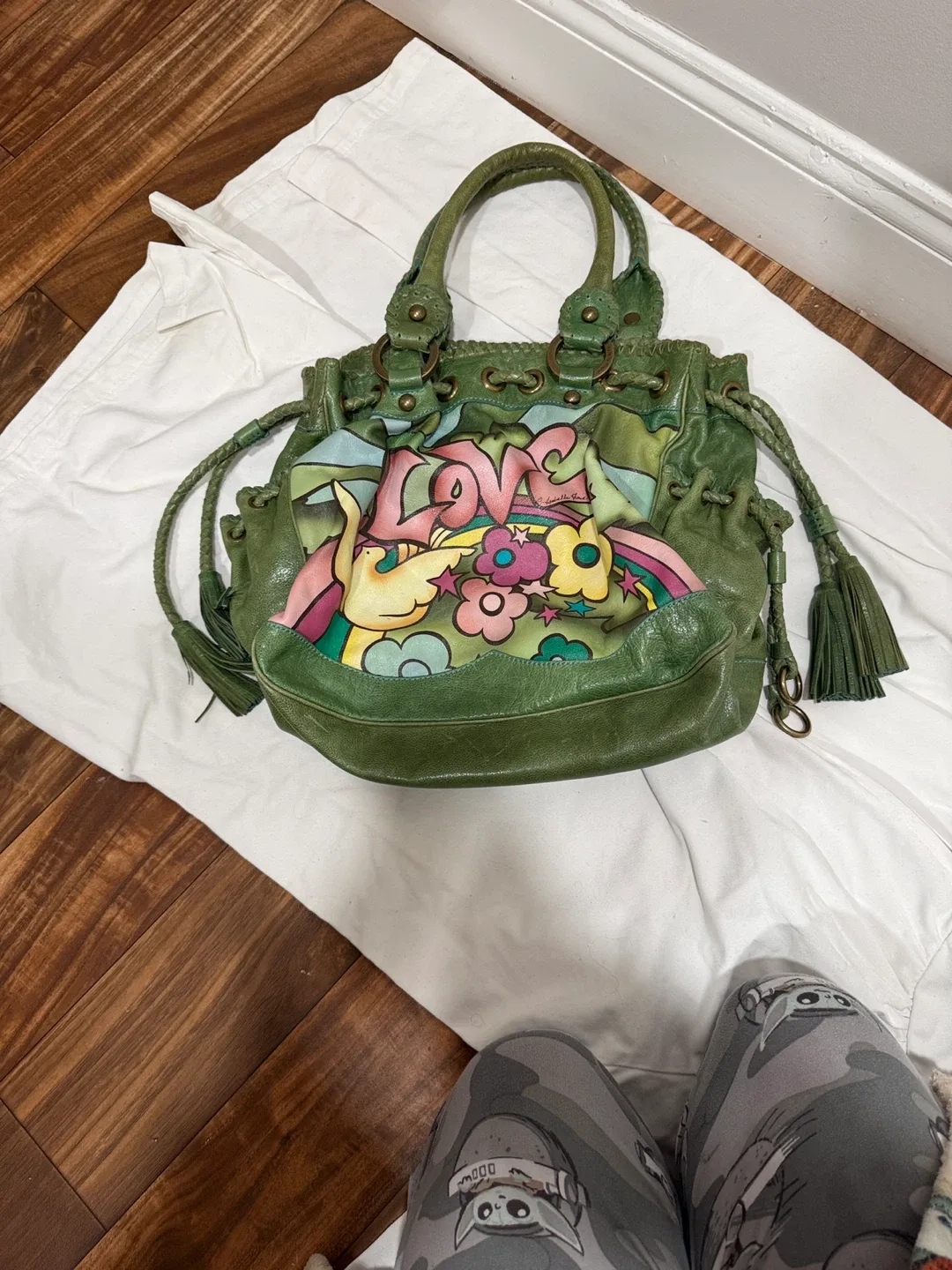 Isabella Fiore Green Leather Handbag