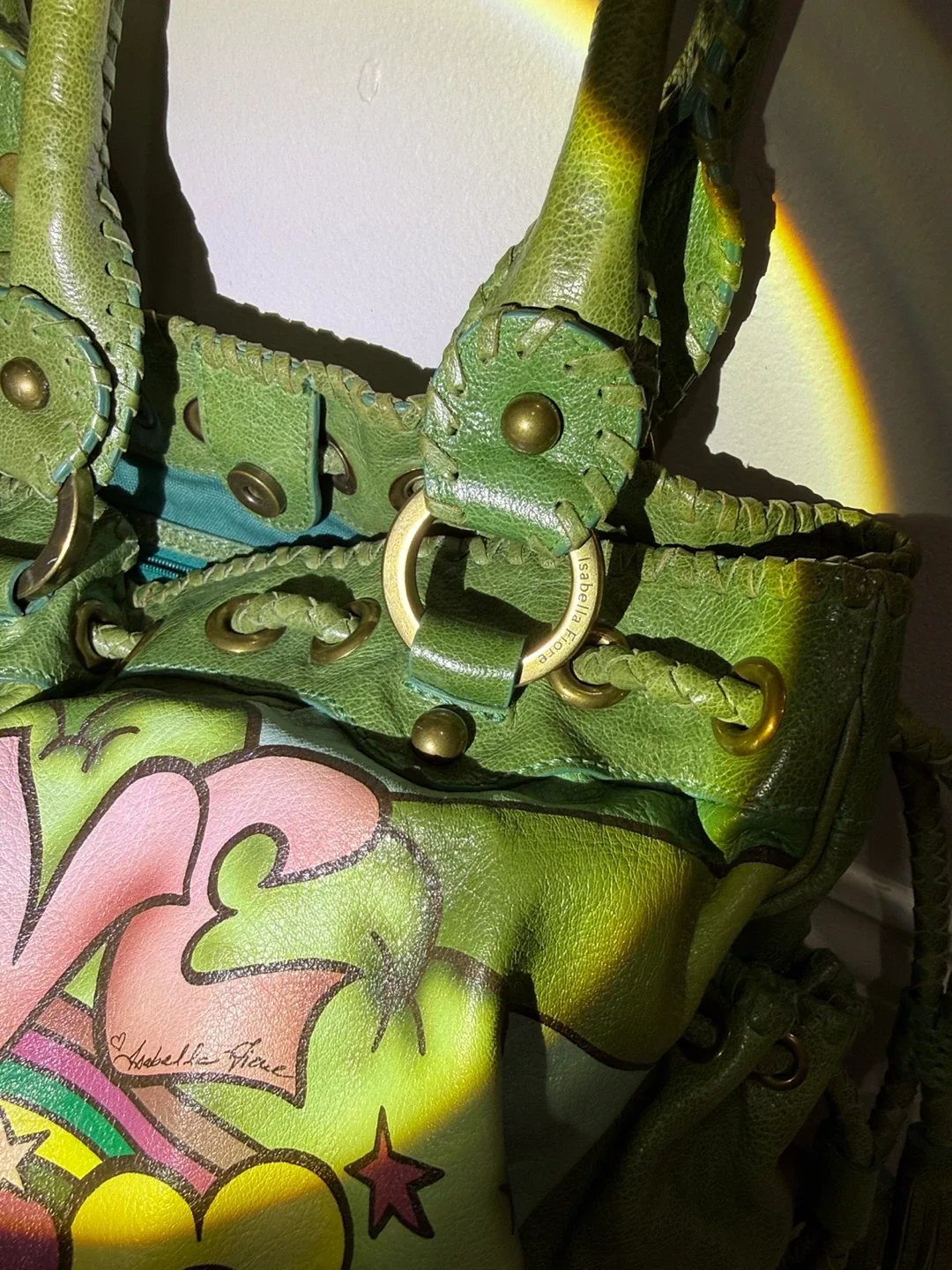 Isabella Fiore Green Leather Handbag image indicator(4)