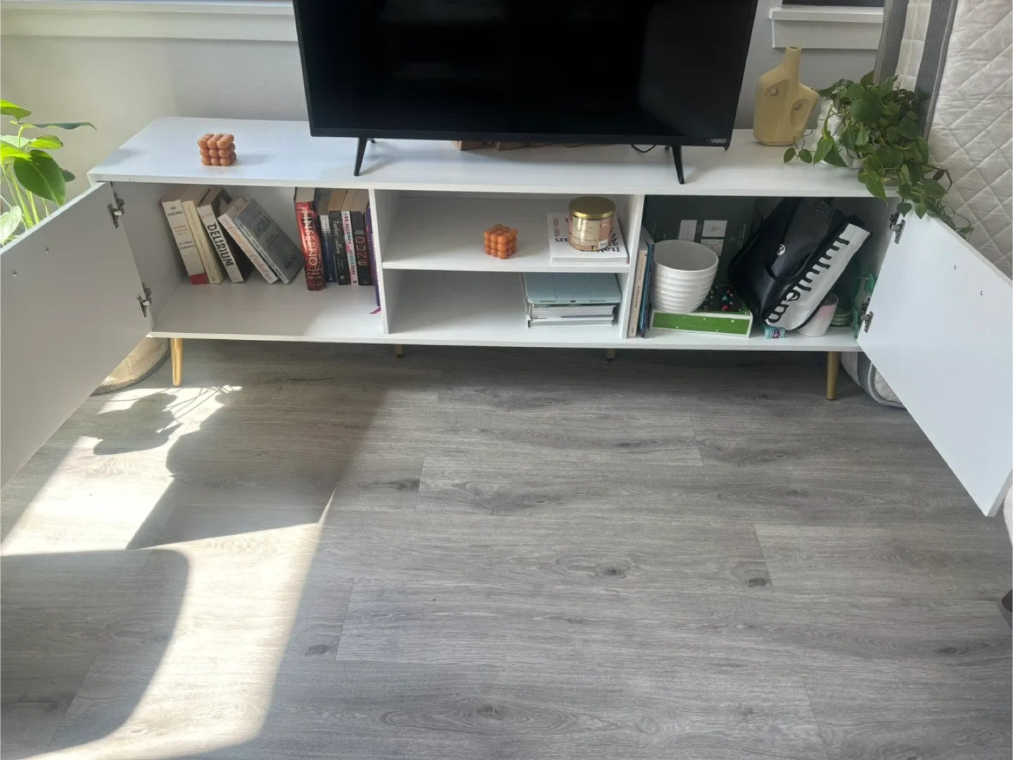 White TV Stand with Storage image indicator(2)